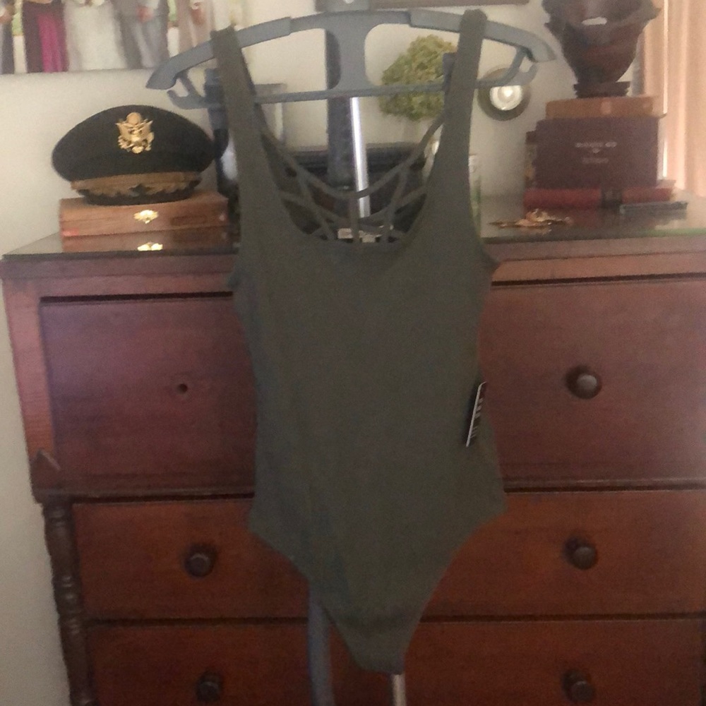 Express Tank Bodysuit SZ M Olive Green